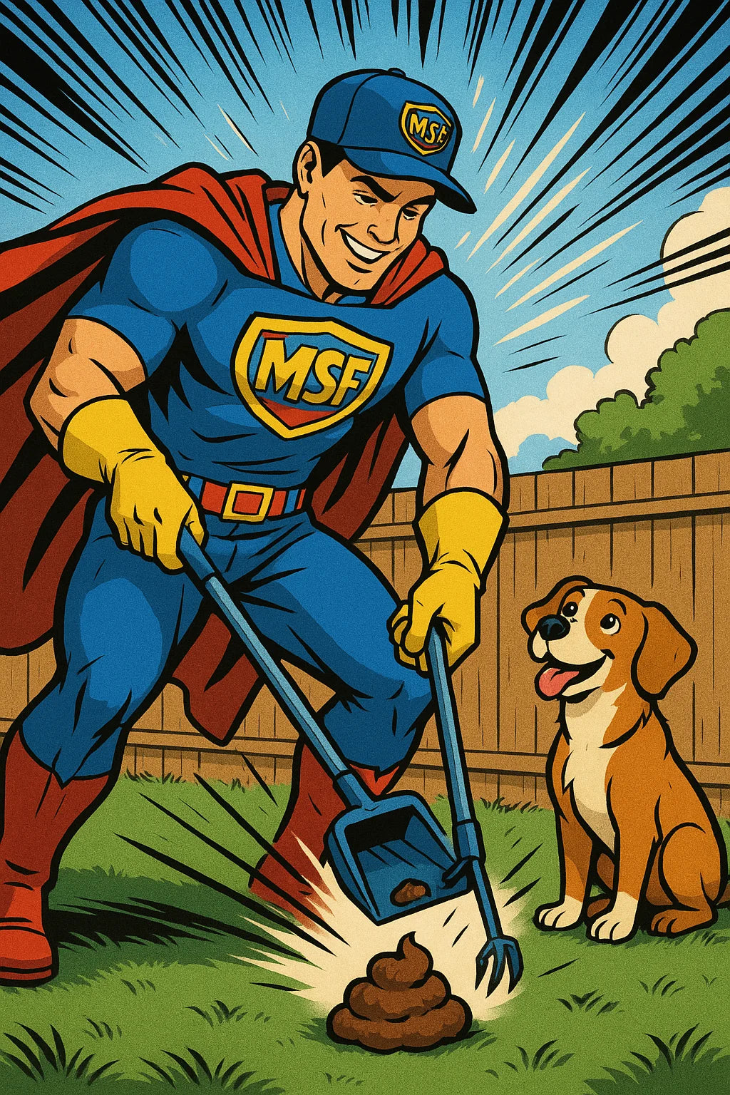 Pet waste removal service near me – professional technician in uniform providing dog poop pick up service