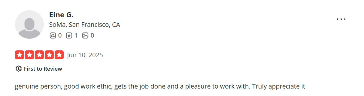 Five-star review screenshot from a satisfied Mighty Scoop Force customer describing strong work ethic, great service, and a positive cleanup experience. Showcases trusted dog poop removal in Lafayette, LA, with a focus on professionalism and consistency.